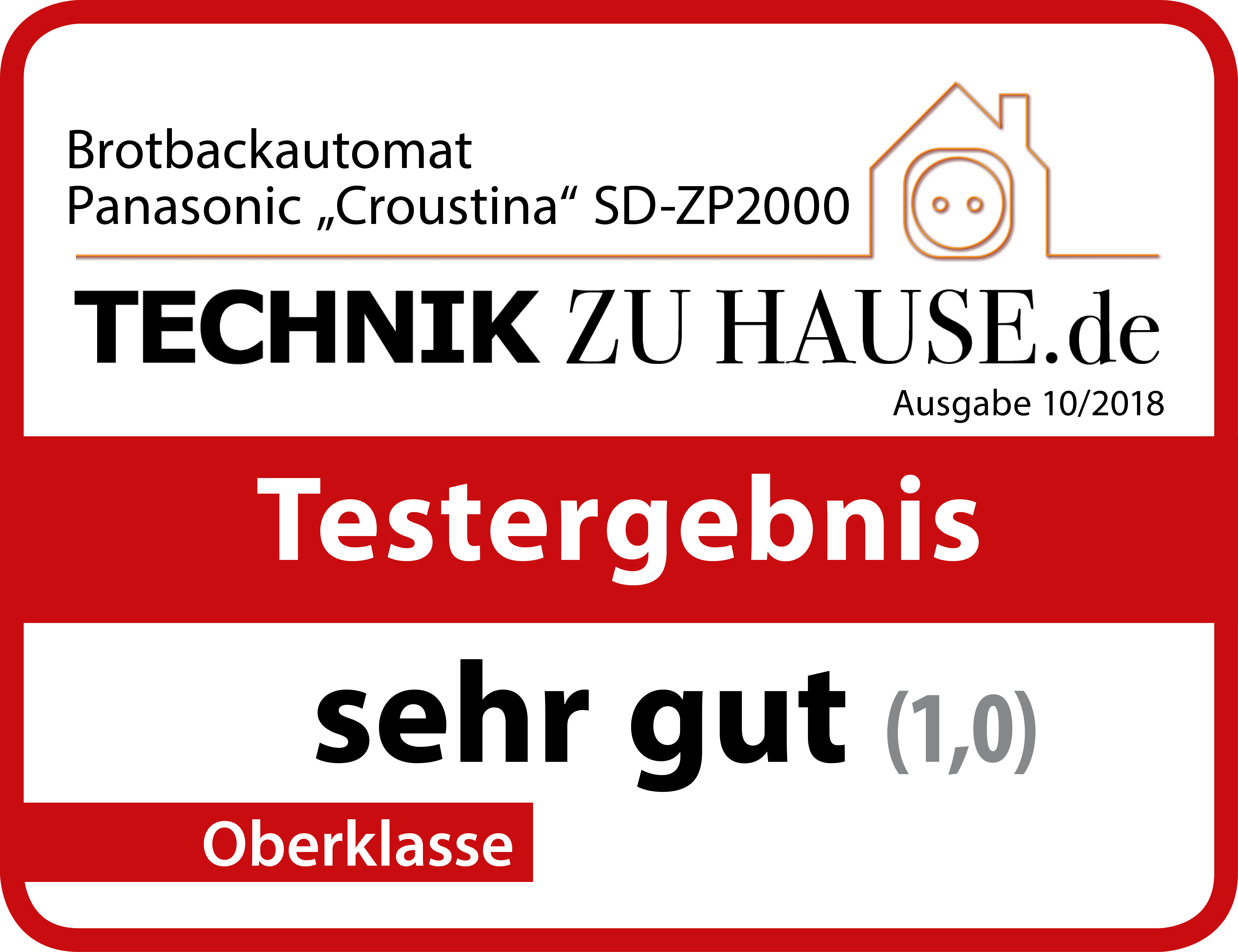 Testlogo "Sehr gut" Technik zu hause